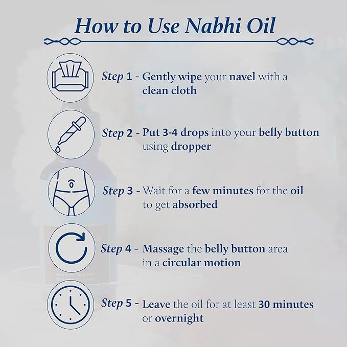 Blue Nectar Ayurveda Navel Oil with Ghee & Olive for Belly Oiling | Natural Belly Button (Nabhi) Oil for Radiant Skin & Deep Hydration (22 Herbs, 0.33Fl Oz)