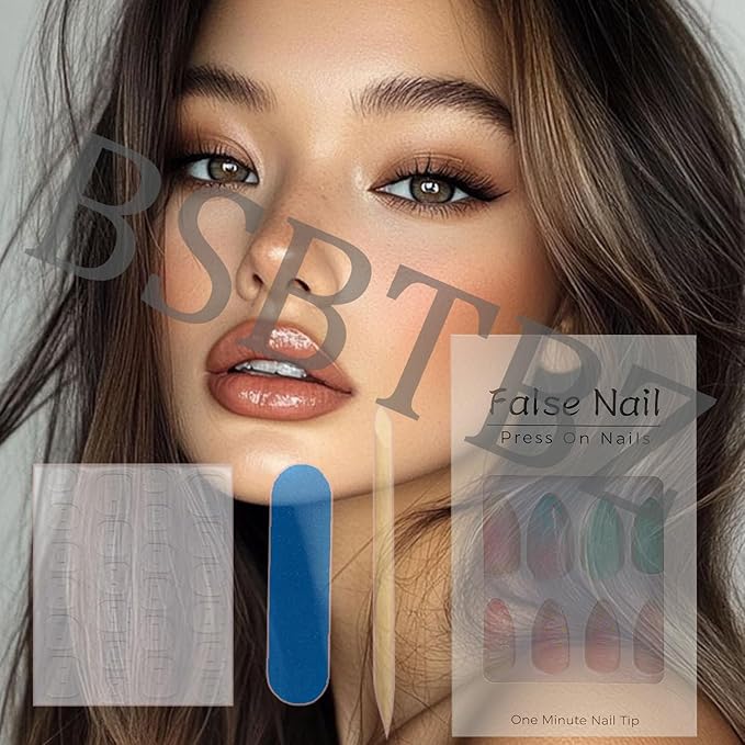 30Pcs Summer Beach Shell Press on Nails Medium Almond Fake Nails French Nails Colorful Flower Press on Handmade False Nails Cute Stick on Nails DIY Manicure Fingernails for Women