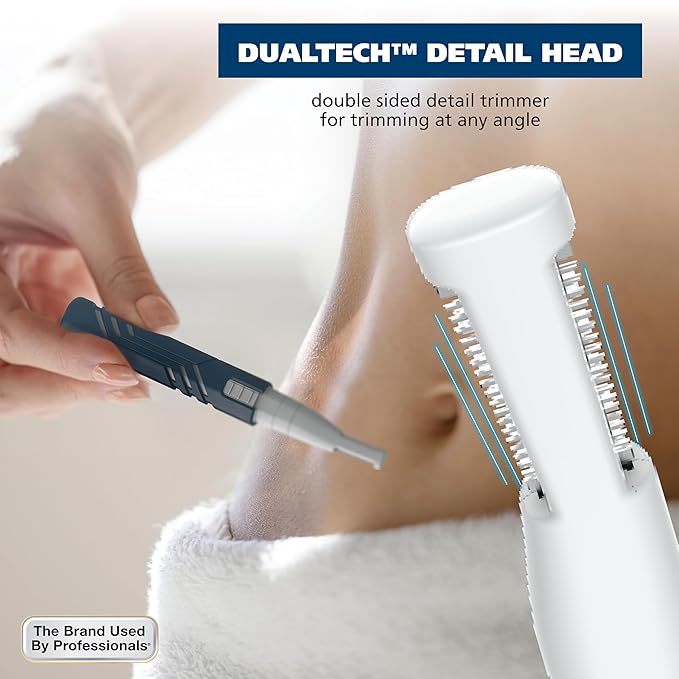 Wahl DualTech® Lithium Battery Dual Sided Eyebrow, Bikini, and Facial Hair Removal Trimmer for Women with Rubber Grip – Model 3026636