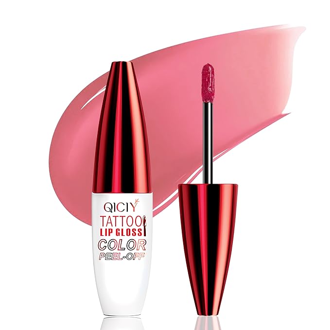 QueenDiary Lip tint Peel Off Lip Stain，Lip Stain Waterproof， Lip Tattoo Peel Off with Matte Finish, Long Lasting, Transfer-proof, Highly Pigmented Color (Neon Rose Stain)