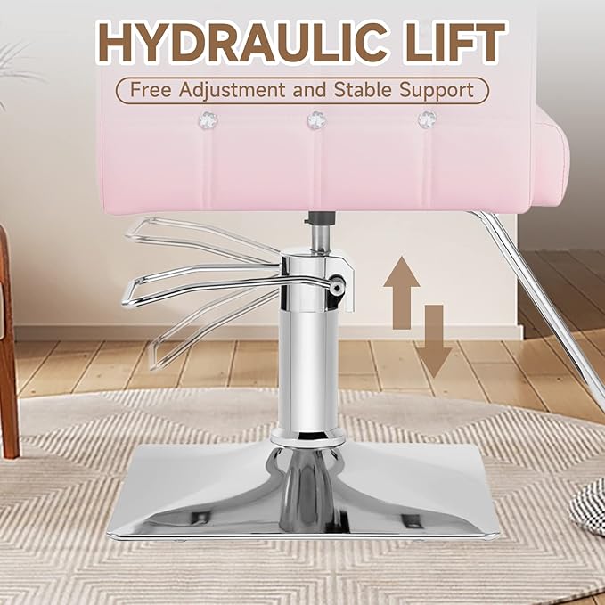 Pink Salon Chair for Hair Stylist, Height Adjustable Hydraulic Barber Chair 360 Degree Swivel, Beauty Spa Styling Hairdressing Braiding Armchair for Women (Pink)