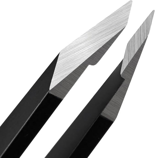 Tweezers for Women Facial Hair, Precision Slant Eyebrow Tweezers, Sharp Plucker for Remove Hair and Blackhead, With Travel Case