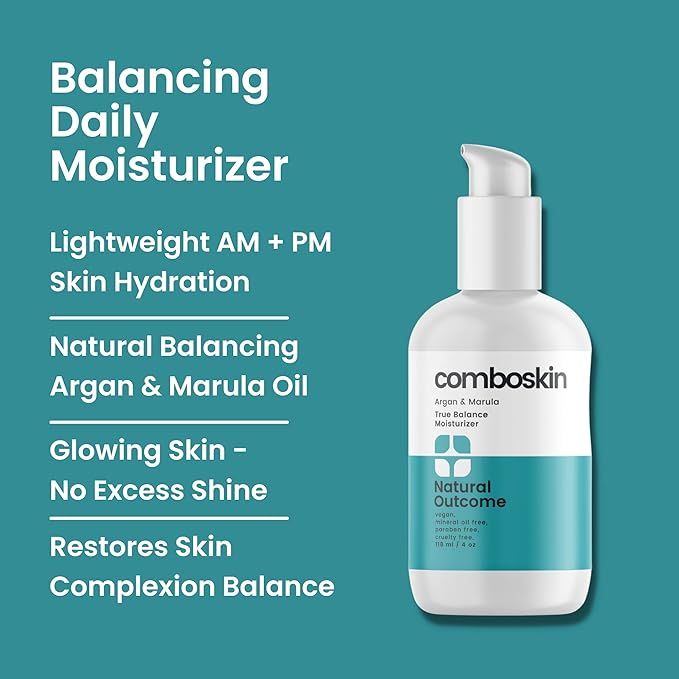 natural outcome Combination Skin Facial Moisturizer Cream | True Balance Daily Facial Moisturizing Lotion with Argan & Marula Oil | 4 oz