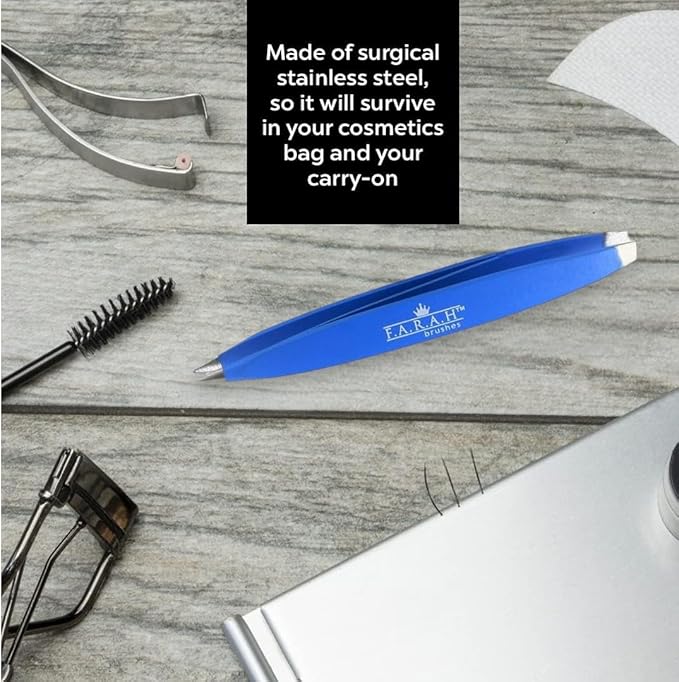 F.A.R.A.H Stainless Steel Z-Tweeze Dual Ended Precision Tweezers with Slanted and Pointed Tips