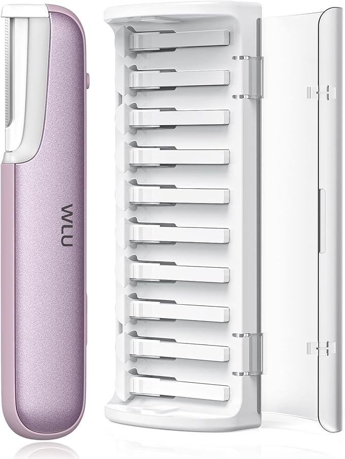 Dermaplaning Tool for Women Face - Edge Technology Sonic Dermaplane Razor for Facial Exfoliation & Peach Fuzz Hair Removal with 10 Refill Blades (Purple)