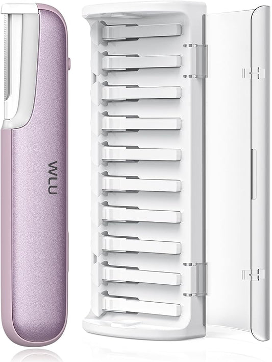 Dermaplaning Tool for Women Face - Edge Technology Sonic Dermaplane Razor for Facial Exfoliation & Peach Fuzz Hair Removal with 10 Refill Blades (Purple)