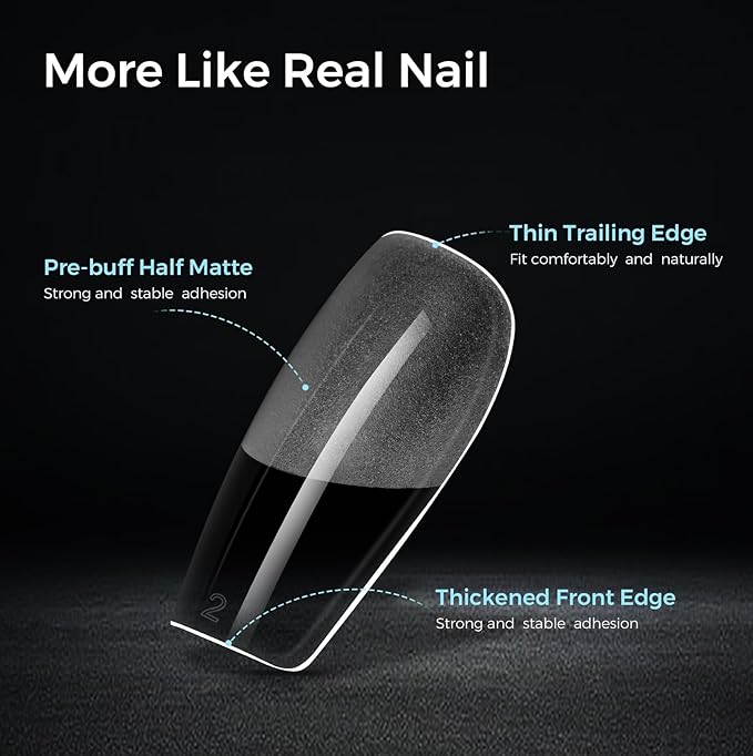 TOMICCA Medium Coffin Nail Tips Acrylic Nails 240Pcs Acrylic Nail Kit 15 Sizes Clear Nails Pre-shaped Gel Nail Tips for Nail Extensions Home DIY Salon