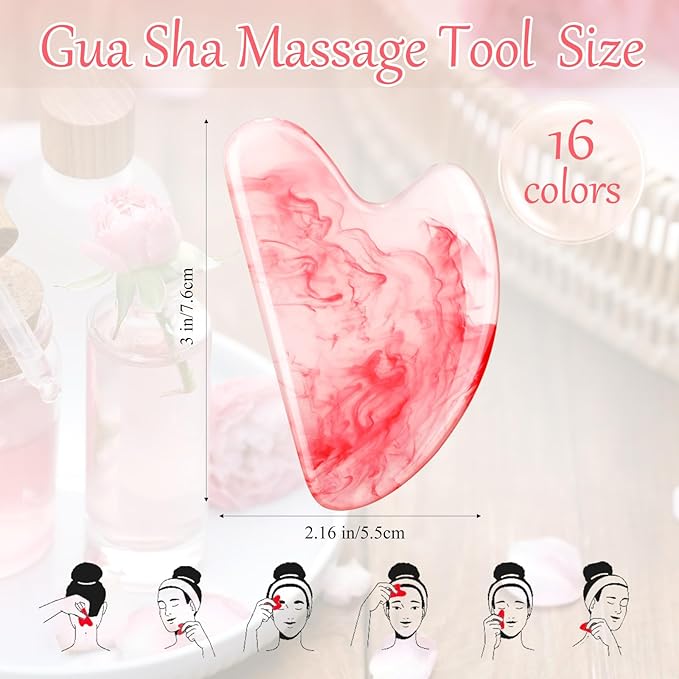 Sherr 16 Pcs Gua Sha Facial Tools Gua Sha Stone Facial Massage Tools Face Massager for Body Spa Acupuncture Relieve Muscle Tensions Puffiness