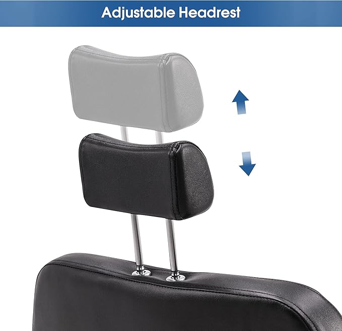 BarberPub Classic Recliner Leathern Barber Chair Heavy Duty Hair Spa Salon Styling Beauty Equipment 3126 (Black)