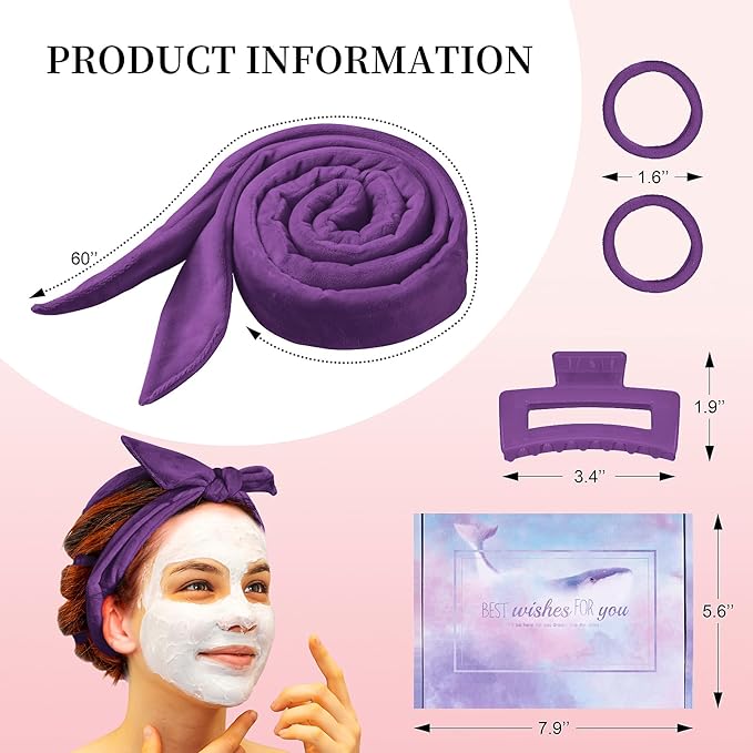 Heatless Curling Rod Headband, Upgraded 60' Extra Long Soft Velvet Hair Curlers to Sleep In, No Heat Curls for Most Hair Types, Includes Directions (Purple, 1 Count)