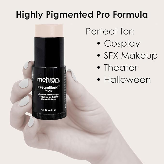 Mehron Makeup CreamBlend Stick | Face Paint, Body Paint, & Foundation Cream Makeup | Perfect for Halloween .75 oz (21 g) (Butterfly Ivory)