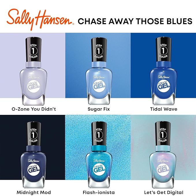 Sally Hansen Miracle Gel™, Tidal Wave, Long Lasting, Gel-Like Formula, No UV Lamp Needed, Blue Nail Polish