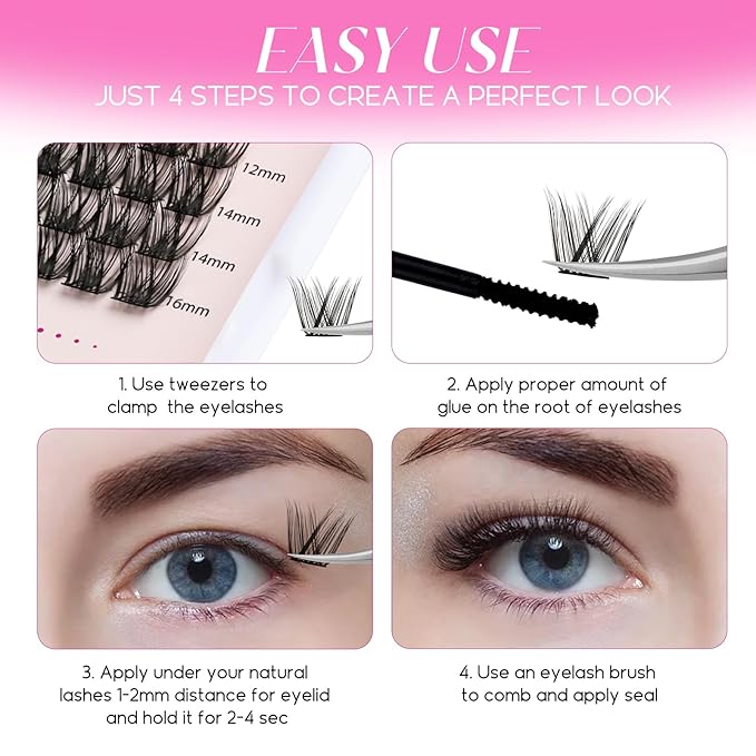 Lash Clusters DIY Eyelash Extensions 154 Clusters Lashes D Curl 0.07 Natural Individual Lash Extensions Mixed Tray False Eyelashes Soft & Strong Thin Band DIY at Home (F20+F21-0.07D, 8-16mm)