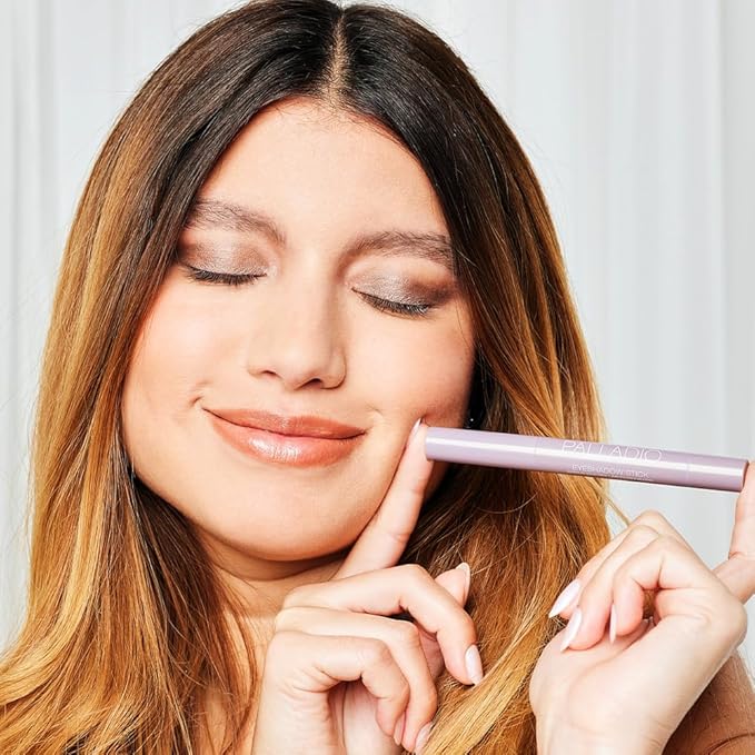 Palladio Waterproof Eyeshadow Stick with Blending Sponge, Long Lasting & Effortless Application, Smudge Free & Crease Proof Formula, Matte & Shimmer Shades, Buildable Eye Shadow (Silver Mauve Shimmer)