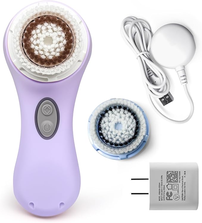 Clarisonic Mia 2 Electric Face Cleansing Brush with 2 Brush Heads, Sonic Facial Brush for Deep Cleaning & Exfoliation, Waterproof Rechargeable (Lavender)