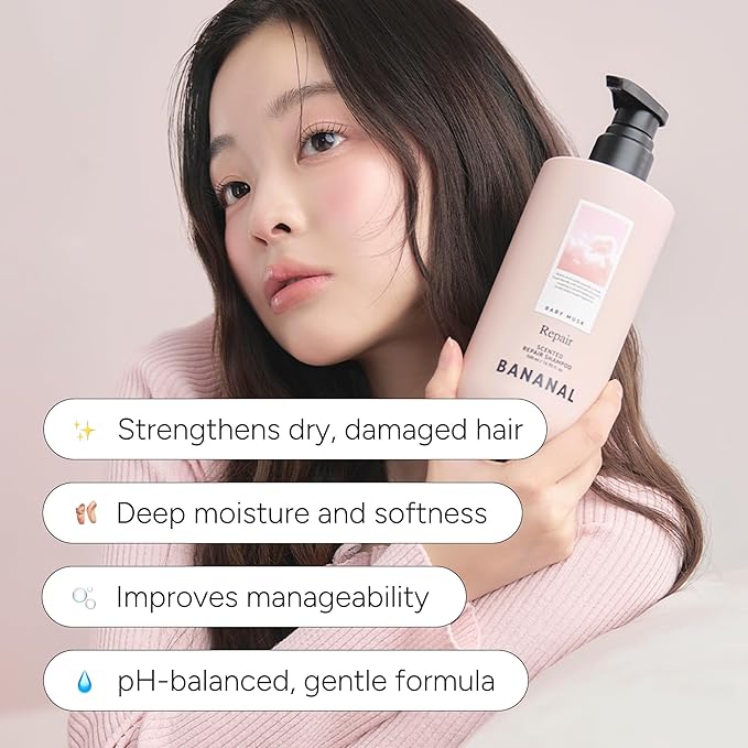 Korean Hair Repair Shampoo – Strengthens & Revitalizes Damaged, Hydrolyzed Proteins, Ceramide & Jojoba Oil – Hypoallergenic, pH-Balanced – Baby Musk, 500ml / 16.9 fl oz