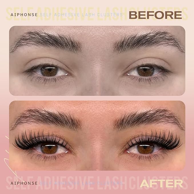 Self Adhesive Eyelashes Natural Lash Clusters No Glue Needed Eyelash Clusters 10-16mm Self Adhesive Cluster Eyelash Extensions 120pcs Press on Individual Lashes with Anti-Stick Tweezer by ALPHONE