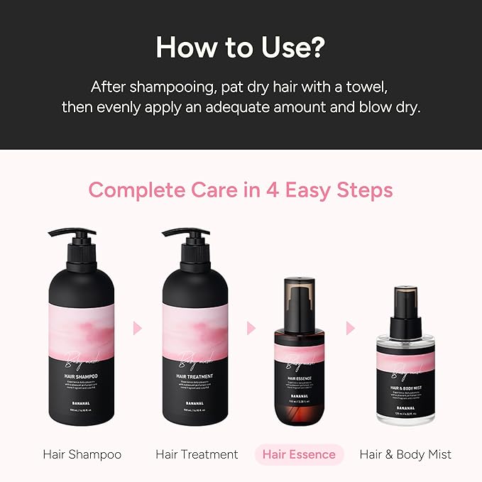 Perfumed Hair Oil & Serum 2-in-1 – Korean Essence Oil for Frizzy, Dry, Damaged Hair & Glass Hair Shine – Argan Oil & Amino Acids – Sulfate & Paraben-Free – Baby Musk, 100ml / 3.38 fl oz