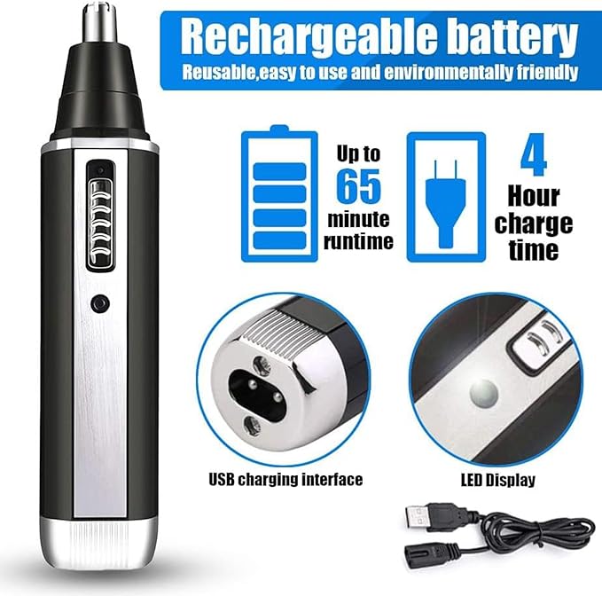 Nose Hair Trimmer for Women and Men, 4-in-1 Facial Hair Removal Trimmer Professional Eyebrow & Facial Hair Trimmer, Rechargeable Portble Waterproof Face Shaver Razor for Nose Ear Eyebrow Set