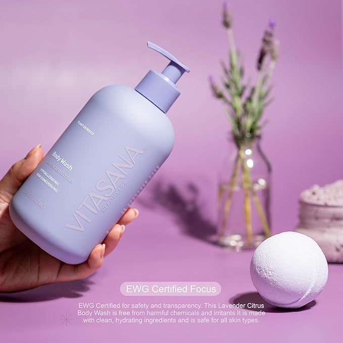 Natural Body Wash for Sensitive Skin, 16oz – Lavender Citrus Scent, Plant-Based, EWG Verified, Hypoallergenic, Paraben-Free, Sulfate-Free, Cruelty-Free