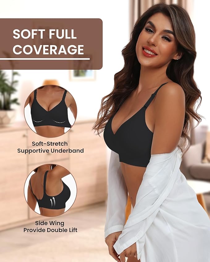 HORISUN Comfortable Seamless Full Coverage Bra for Women Wireless Bras with Soft Support Regular and Plus Size