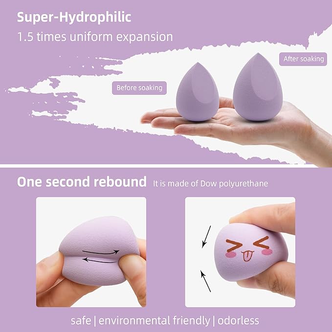 COSTICA Makeup Sponge, 8 Pcs Beauty Blender for Foundation Blending Sponge, Multi-colored Makeup Blender with Storage Box, Flawless for Liquid Cream and Powder