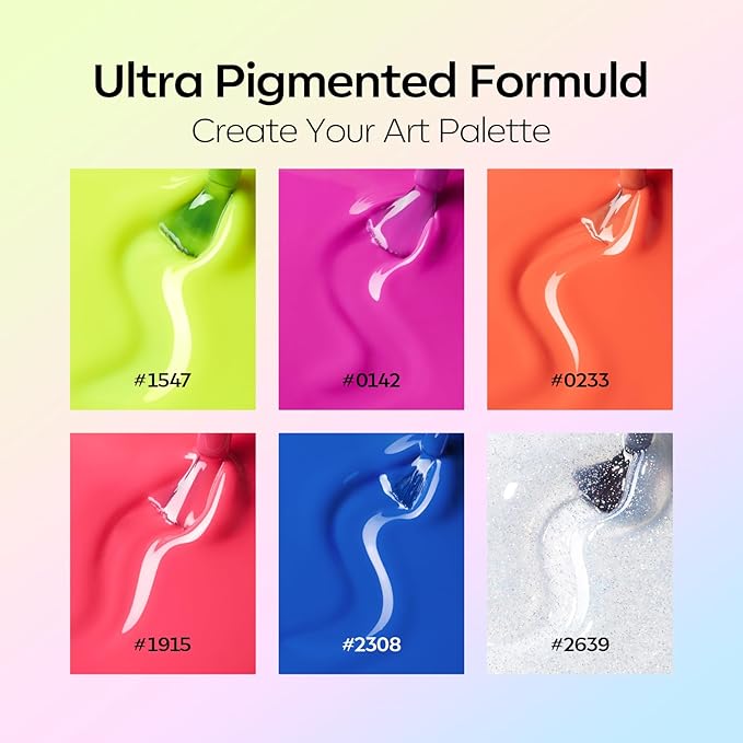 modelones Neon Gel Nail Polish Set, 6 Colors Hot Pink Blue Green Purple Yellow Orange Glitter Gel Polish Kit Soak Off LED Manicure DIY Nail Art Salon Home Gift For Women Girl