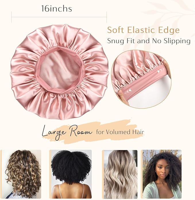 YANIBEST Silk Bonnet for Sleeping Women, Double Layer Hair Satin Bonnets with Elastic Band, Sleep Cap Curly Natural Hair