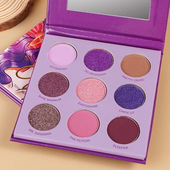 Purple Eyeshadow Palette with Mirror for Eye Makeup,16 Color Blue Green Pink Gold Colorful Matte Glitter Highly Pigmented Korean Natural Rainbow Eye Shadow palette,Blendable-01