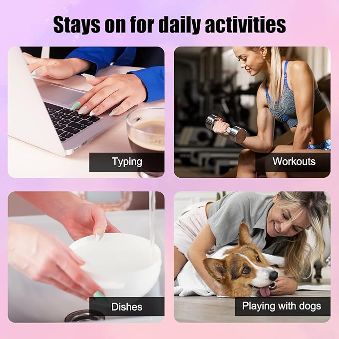 3D Pearl Press On Nails Medium Almond- Handmade Nude Base Mint Green with 3D Leaf Design -Gel Acrylic 10pcs Reusable (Forest Elves, Size M)