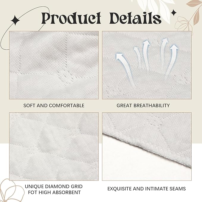 Toulite 10 Pcs Cotton Bra Liners 3 Layer Rectangle Under Bra Pads Sweat Liners for Women Sweating Supplies