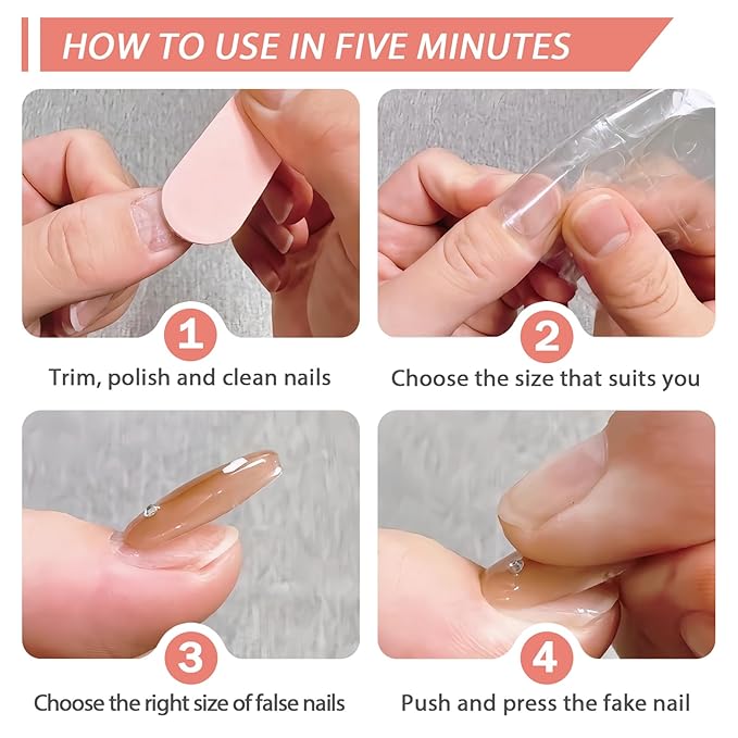 Cute Blue French Tip Press on Nails Medium Almond Fake Nails with Designs Lemon Blueberry False Nails Bohemian Glue on Nails Flower Full Cover Artificial Stick on Nails Acrylic Nails for Women 24Pcs