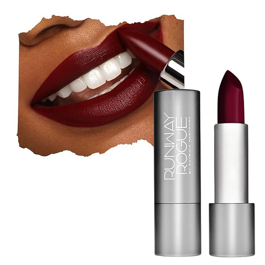 Runway Rogue 90s Vibe Lipstick, Moisturizing Matte Midnight-Merlot Dark Burgundy Lipstick, ‘1993’