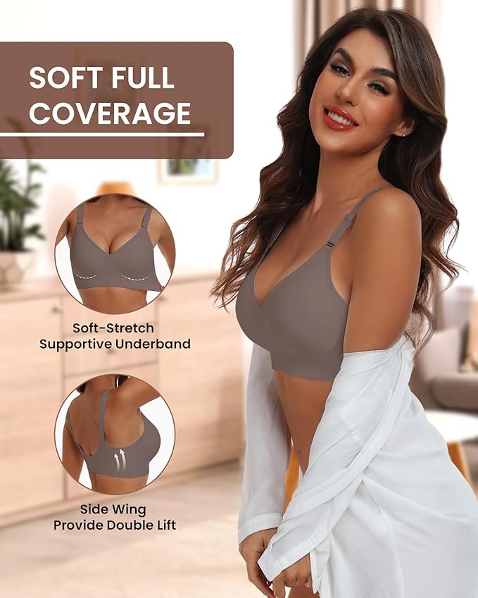 HORISUN Comfortable Seamless Full Coverage Bra for Women Wireless Bras with Soft Support Regular and Plus Size