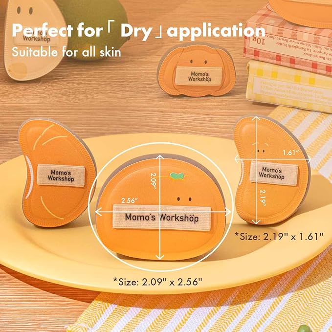 Momo's Workshop Orange Makeup Sponge Set (3pcs) – Large Soft Bounce & Small Firm Bounce PU Leather Puff, Halloween Makeup Sponge for Liquid & Cream Makeup & Storage Case