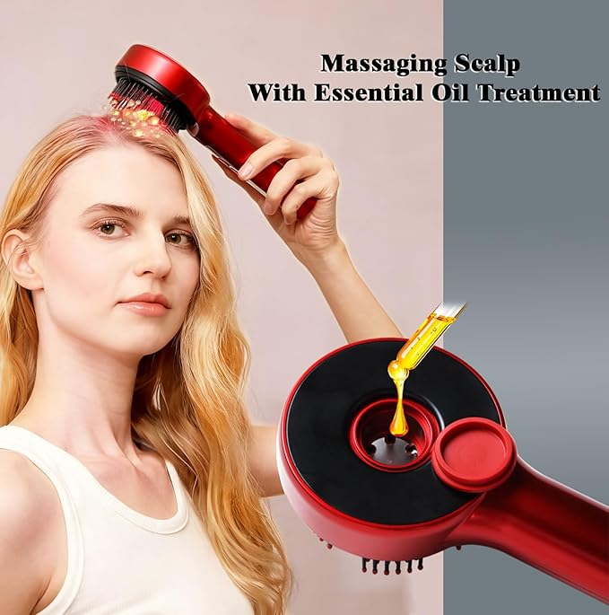 3-in-1 Hair Scalp Massager Comb - Rechargeable Cordless Portable Scalp Care Brush with Essential Oil Applicator, Gentle Scratching & Kneading Massage for Hair & Scalp Nourishment, Fit for Men & Women