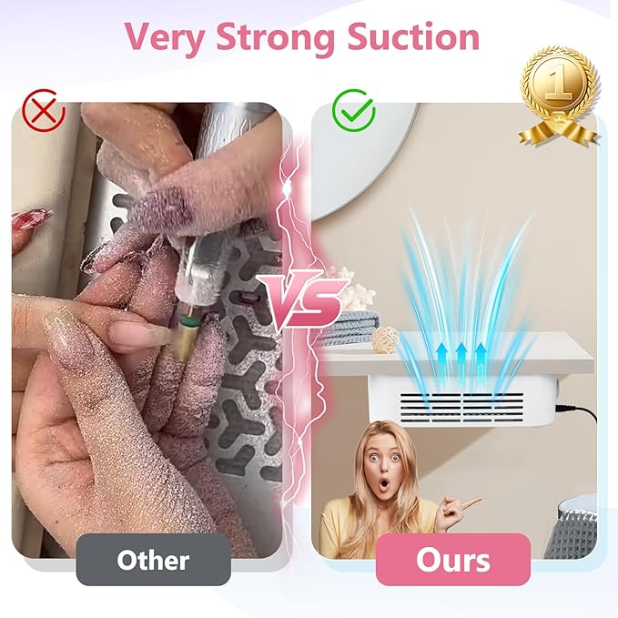 LIONVISON Nail Dust Collector for Salons: Vacuum Fan Dust Suction Machine for Beginners DIY - Manicure Pedicure Tool with Reusable Filter for Home