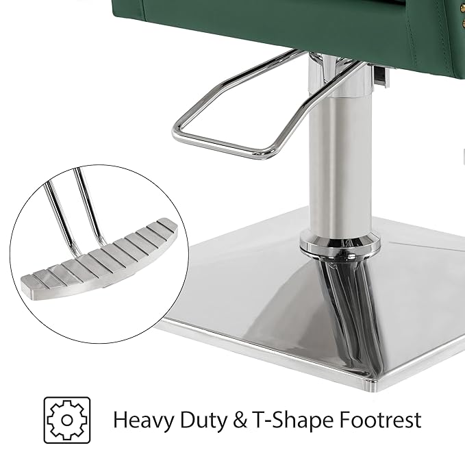 BarberPub Salon Chair for Hair Stylist Hydraulic Barber Styling Chair, Beauty Spa Equipment 8813 (6" Seat Height Adjustment) (Green)