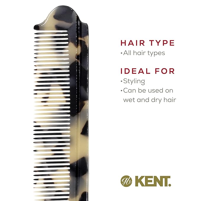Kent 82T Handmade Folding Pocket Comb for Men, Fine Tooth Hair Comb Straightener for Everyday Grooming Styling Hair, Beard or Mustache, Use Dry or with Balms, Saw Cut Hand Polished, Made in England