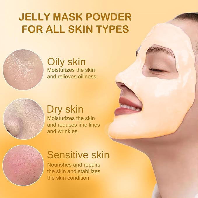 Jelly Mask for Facials Professional Natural Gel Face Masks, Hyaluronic acid Hydrating Rubber Mask Jar Face Mask SkinCare 23 Fl Oz (Vitamin C)