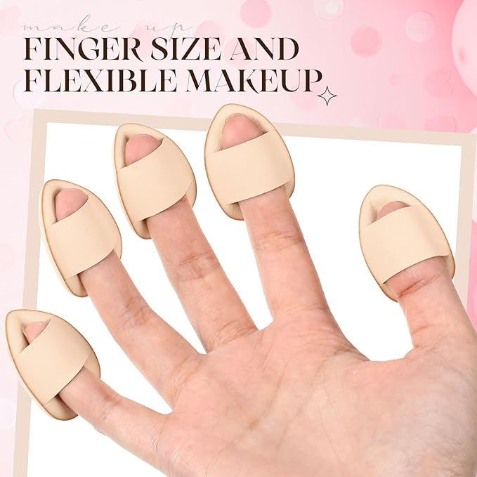 Gerrii 72 Pcs Finger Powder Puff Mini Makeup Sponge Soft Beauty Makeup Blender Puff for Foundation, Face Powder, Under Eye Setting, Concealer, Repair Cream, Cosmetic Tool (Skin Color)
