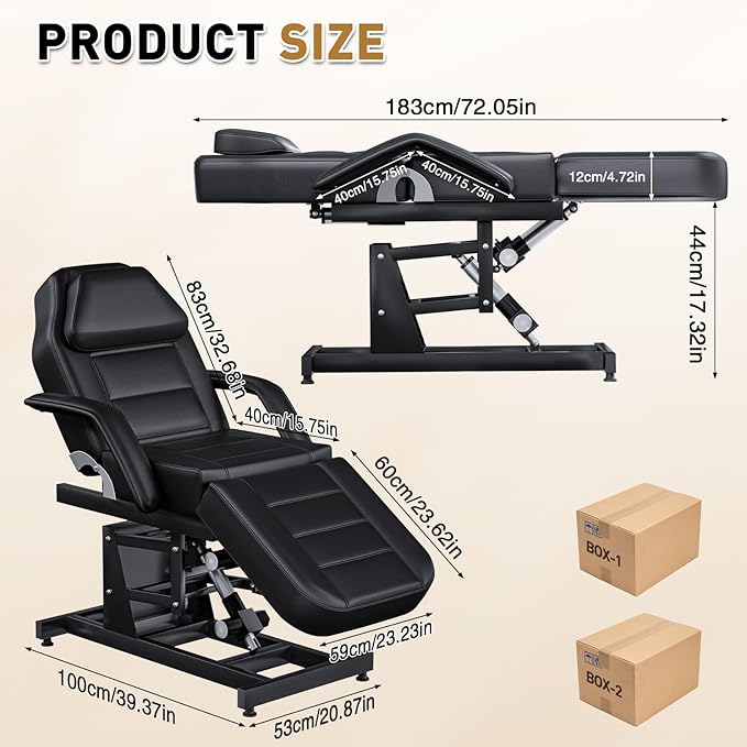 Fully Electric Beauty Chair with 3 Motor for Clients, Multi-Functional Adjustable Backrest and Legrest Tattoo Bed for Estheticians, Facial Bed for Physical Therapy