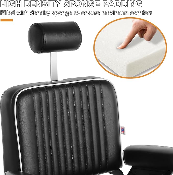 Artist hand Barber Chair Reclining Hydraulic Barber Chairs Heavy Duty Styling Chairs for Salon Chair Tattoo Chair Beauty Equipment (Black)