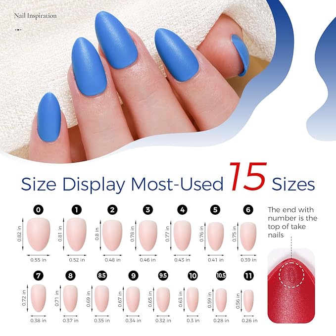 Press on Nails, 24 Colors 720PCS Short Almond False Nails with 15 Sizes, Full Cover Press on Nails for Women, Lightweight Matte Natural Fake Nails for Nail Art Design