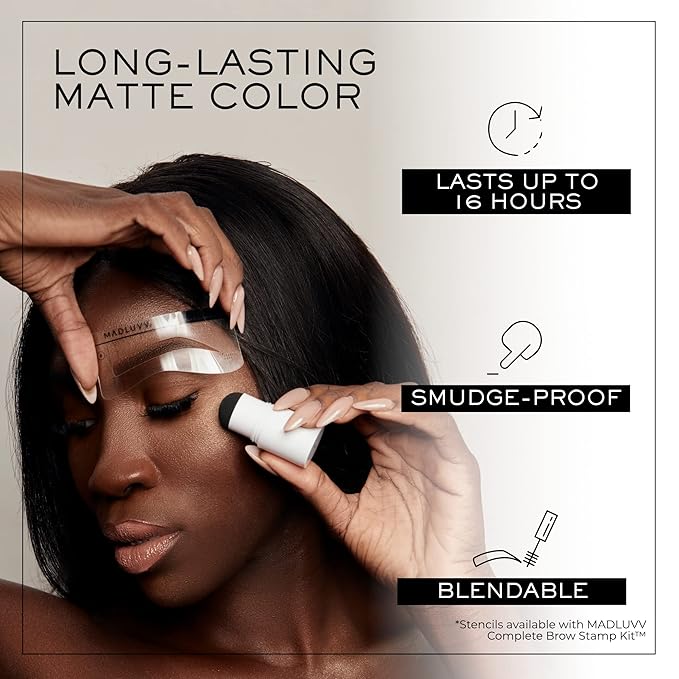 MADLUVV Brow Stamp Refill* - Color Stamp for Brows & Root Touch Up for Women & Men, Instantly Conceal Hair Loss, Grey Hair, Thinning Hair with Stain-Proof/Smudge-Proof Powder Formula (Medium Brown)