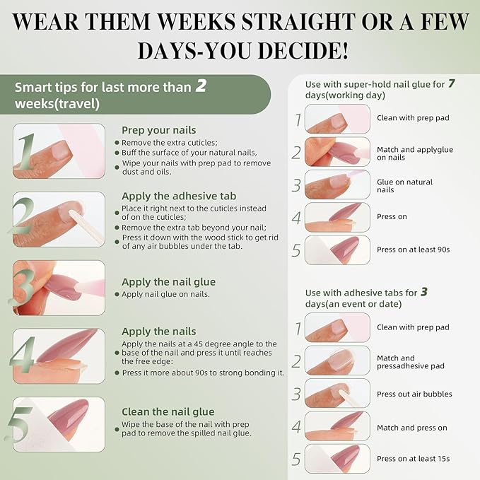 White French Tip Press On Nails - White Short Almond Fake Nails, French Tip Press On Nails Reusable Stick On Nails in 16 Sizes, 32pcs False Nail Kit for Women & Girls