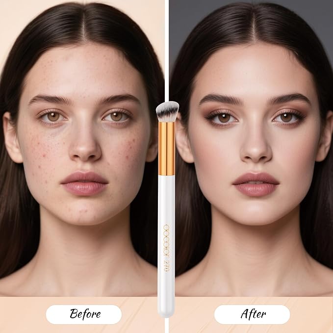 docolor Concealer Brush 270 Angled Concealer Brushes Under Eye Mini Angled Flat Top Kabuki Nose Contour Brush for Concealing Blending Setting