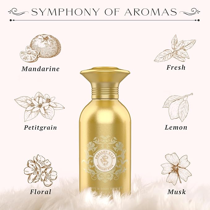 Talc-Free Body Powder for Women for Daily Use and After Bath - Shelley Kyle Signature 365 g (Puff not Included)