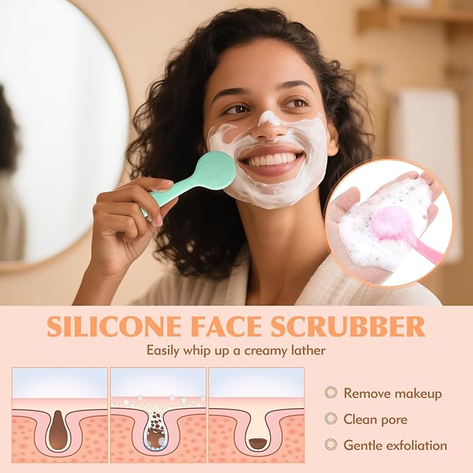 4-Piece Silicone Facial Cleansing Brush Set Manual Facial Cleansing Brush Pore Cleansing Brush Deep Cleansing Facial Brush