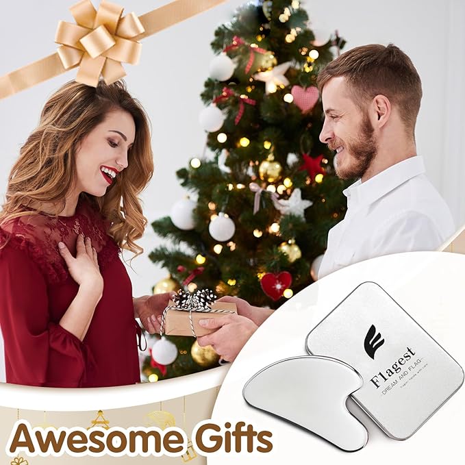 Flagest Stainless Steel Gua Sha Facial Tools - Face Massage Tools - Smooth Sturdy Metal Guasha Tool for Face Body Reduce Puffiness - Massage Scraper Heart Shape (Silver)